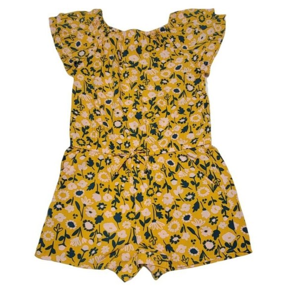 Cat & Jack Other - Cat & Jack Toddler Girls' Tie-Back Floral Short Sleeve Romper Yellow 3T